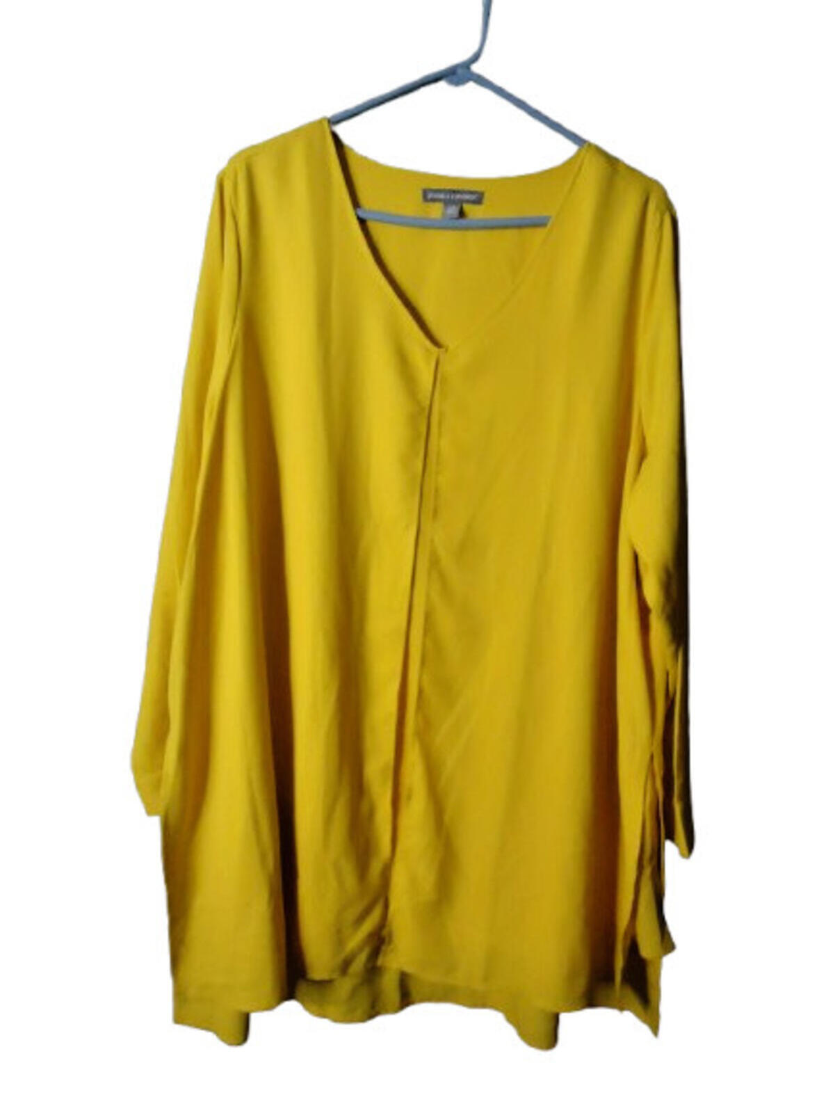 Jessica London Layered Look Tunic Blouse Size 22w Yellow Long Sleeve Flowy